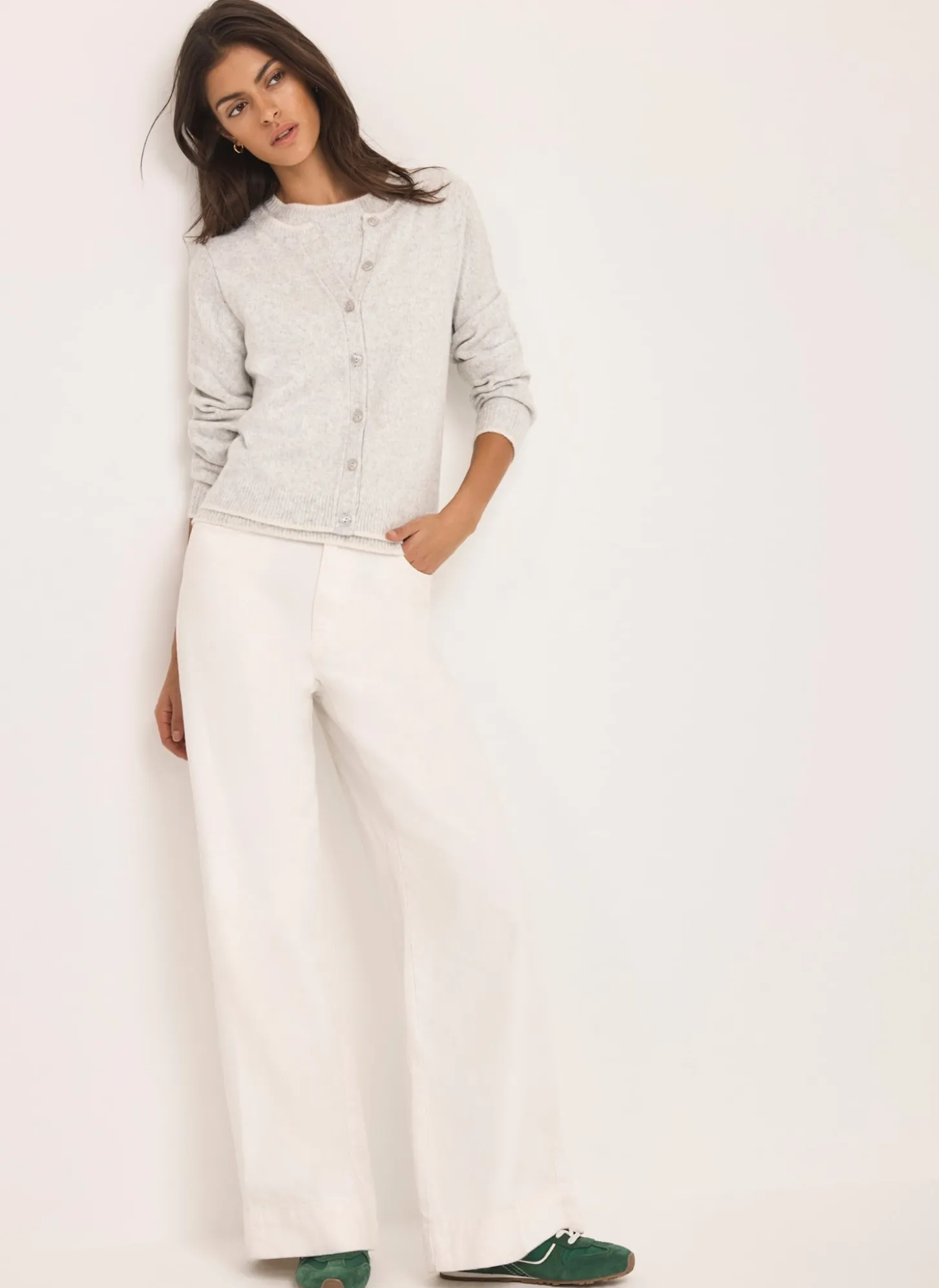 Grey Double Layer Knit Cardigan