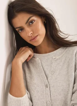 Grey Double Layer Knit Cardigan
