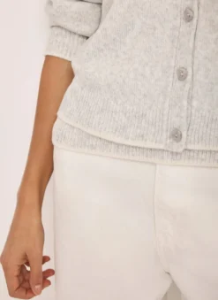 Grey Double Layer Knit Cardigan