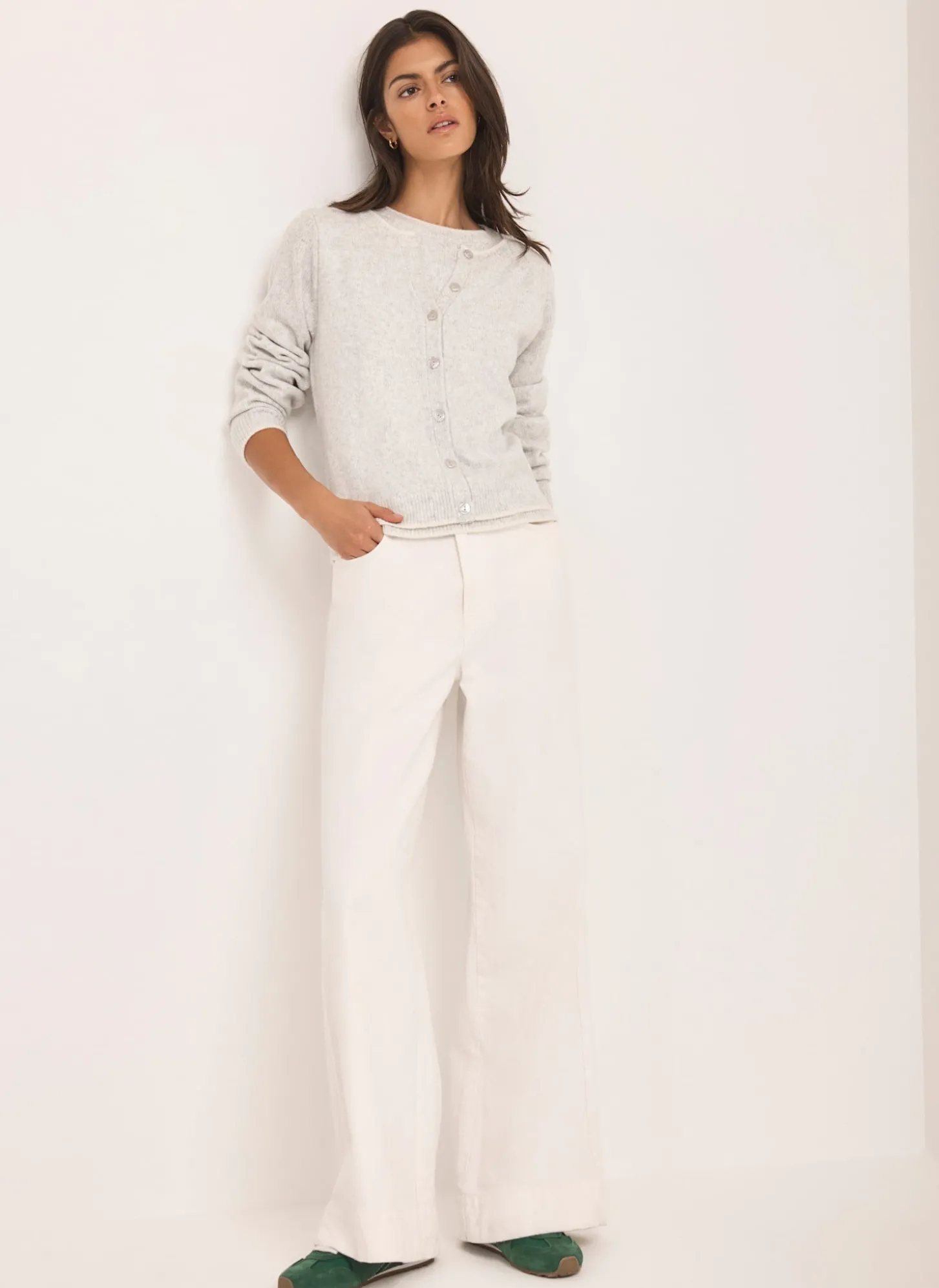 Grey Double Layer Knit Cardigan