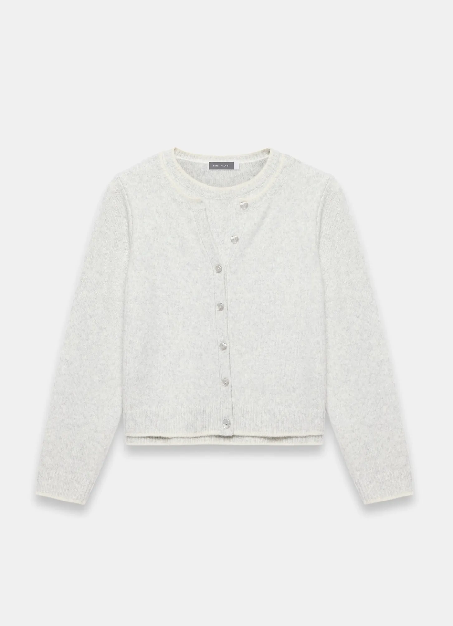 Grey Double Layer Knit Cardigan