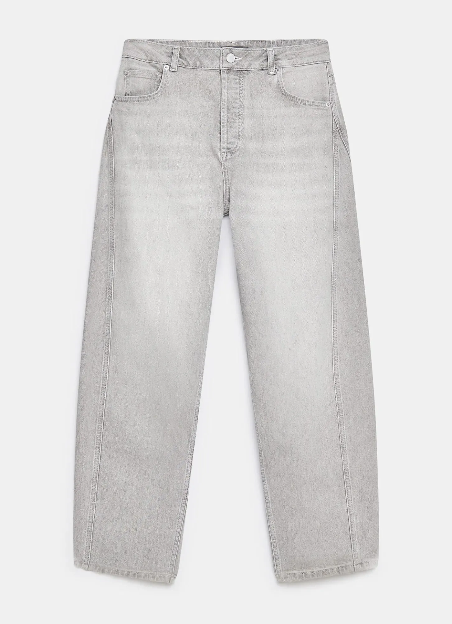 Grey Tapered Barrel Leg Jeans