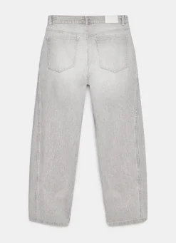 Grey Tapered Barrel Leg Jeans