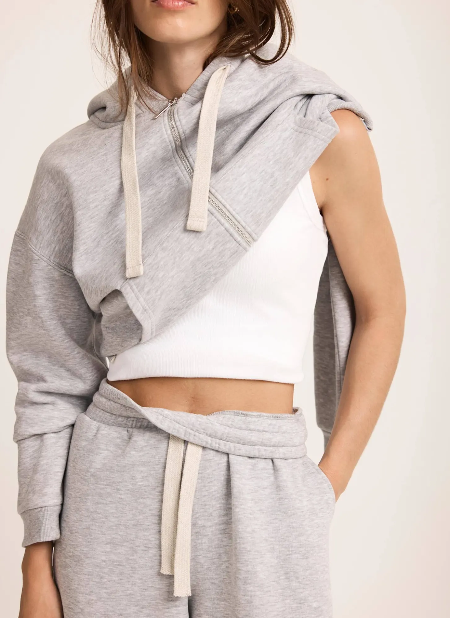 Grey Zip Front Hoodie