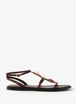 Hana Burgundy Leather Strappy Sandals