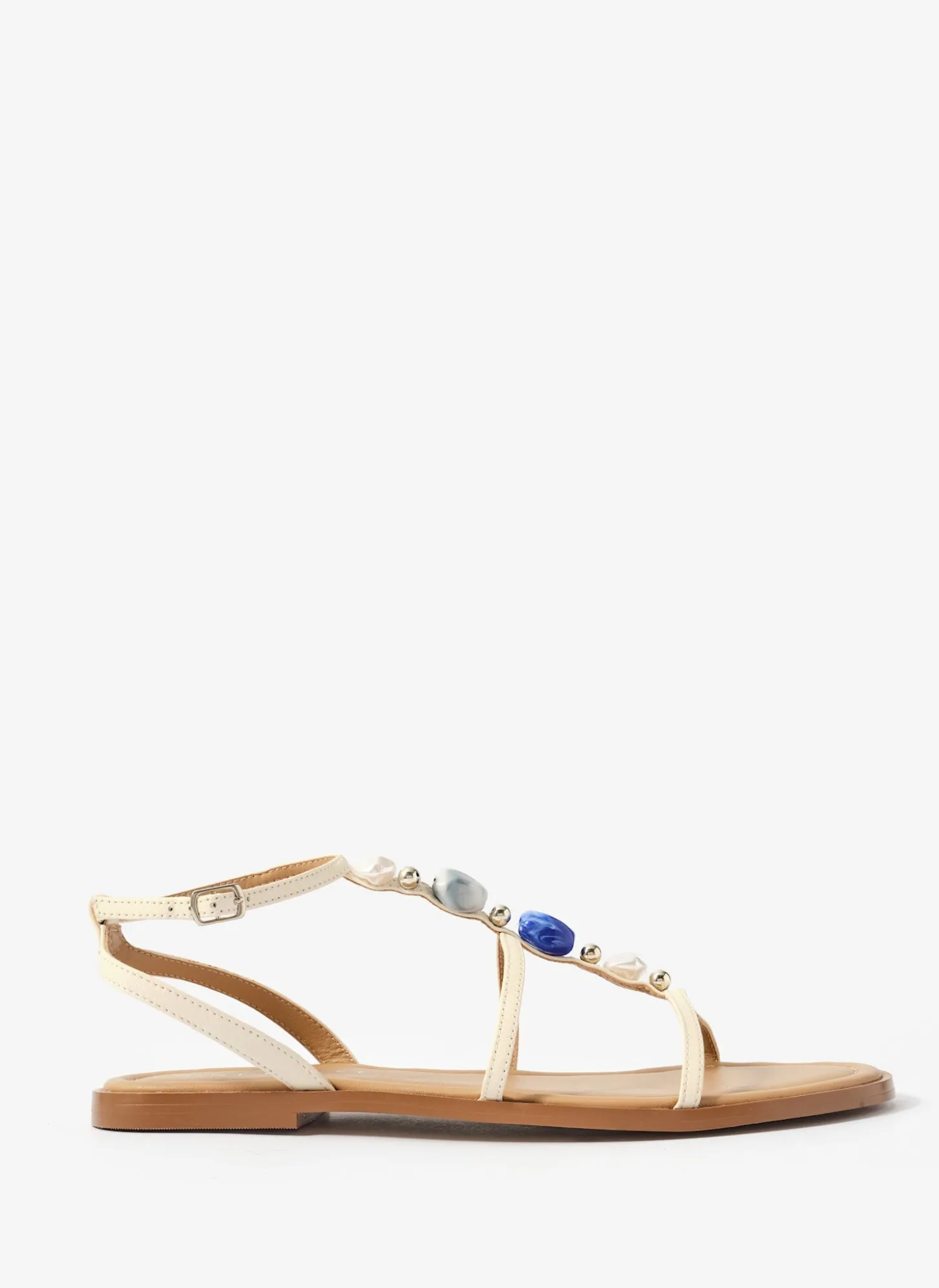 Hana Cream Leather Strappy Sandals