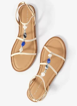 Hana Cream Leather Strappy Sandals