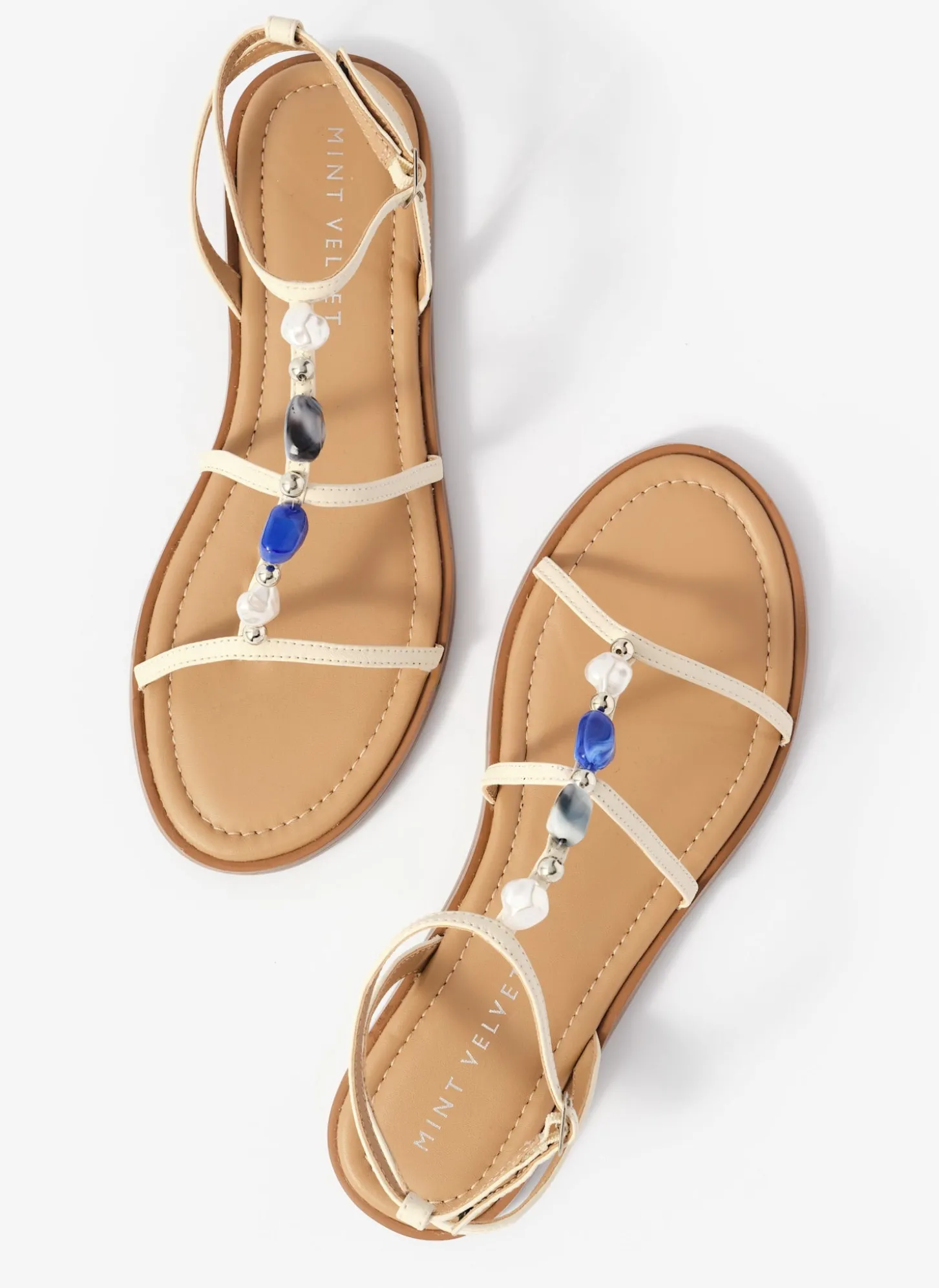 Hana Cream Leather Strappy Sandals