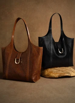 Harlow Black Leather Tote Bag
