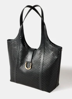 Harlow Black Leather Tote Bag