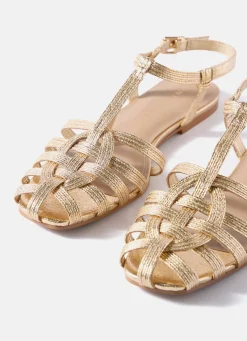 Hollie Gold Fisherman Flat Sandals