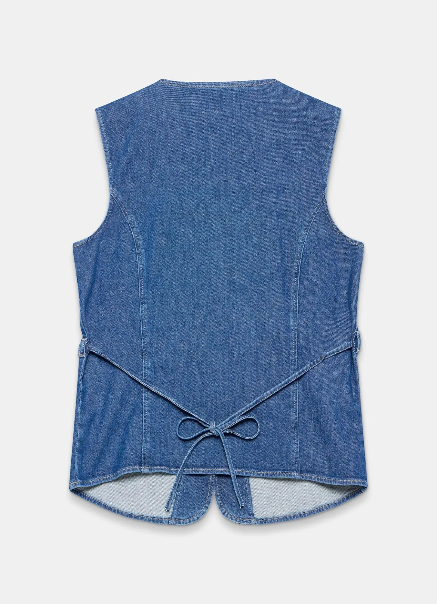 Indigo Denim Longline Waistcoat