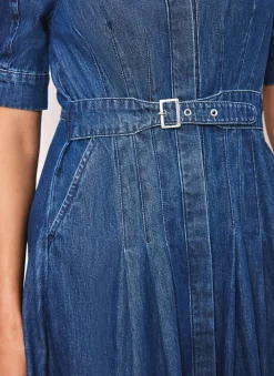 Indigo Denim Midi Shirt Dress
