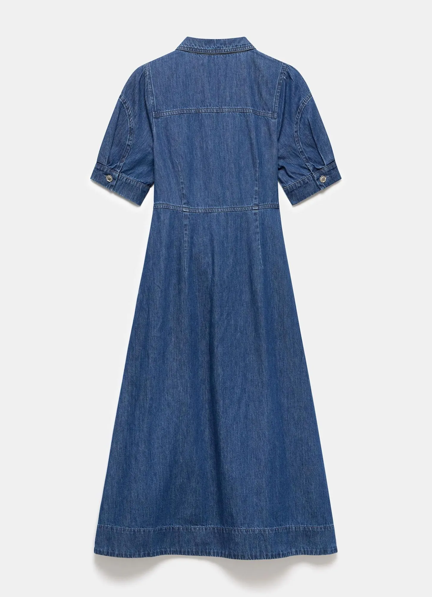 Indigo Denim Midi Shirt Dress