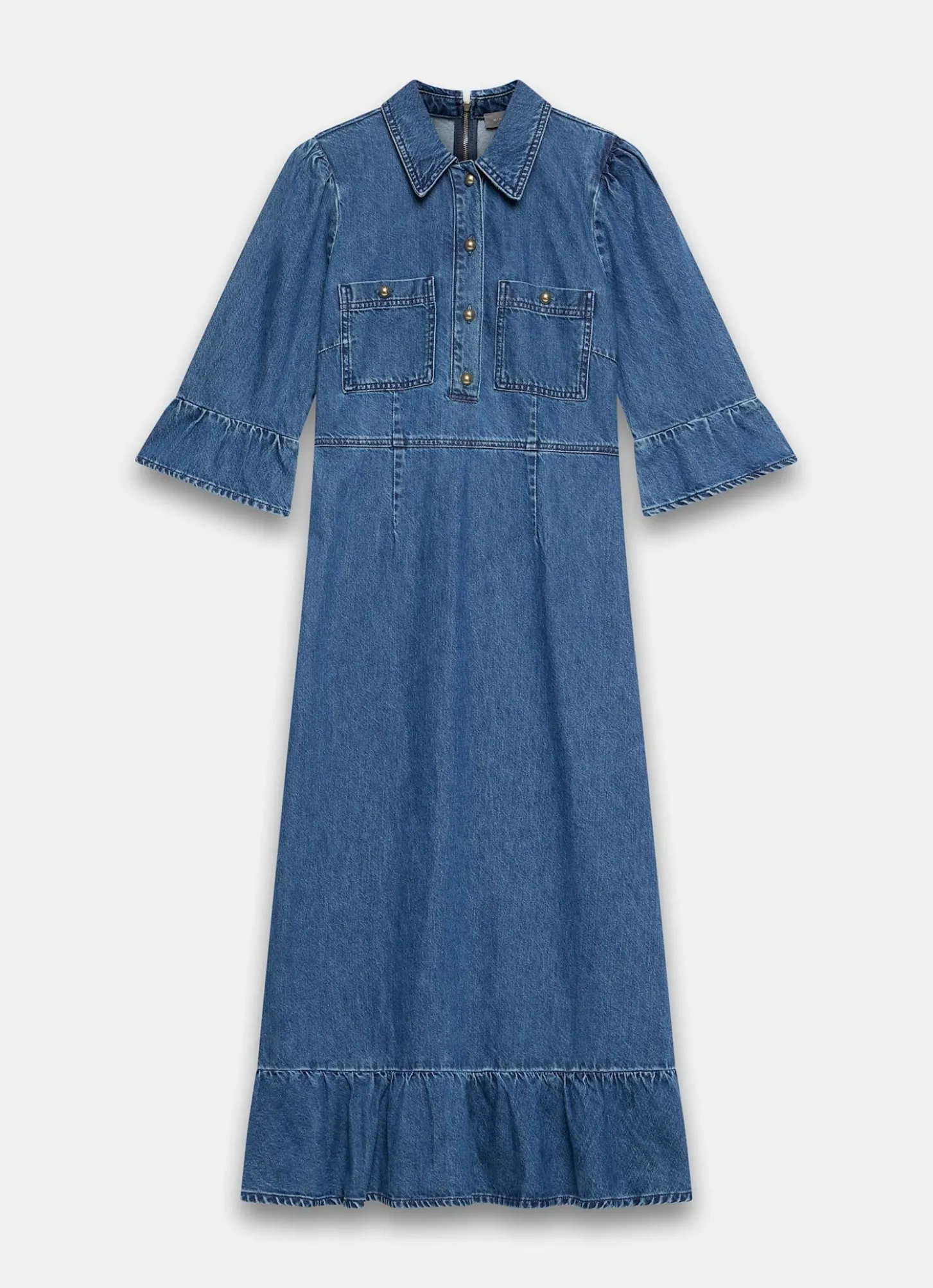 Indigo Denim Midi Shirt Dress