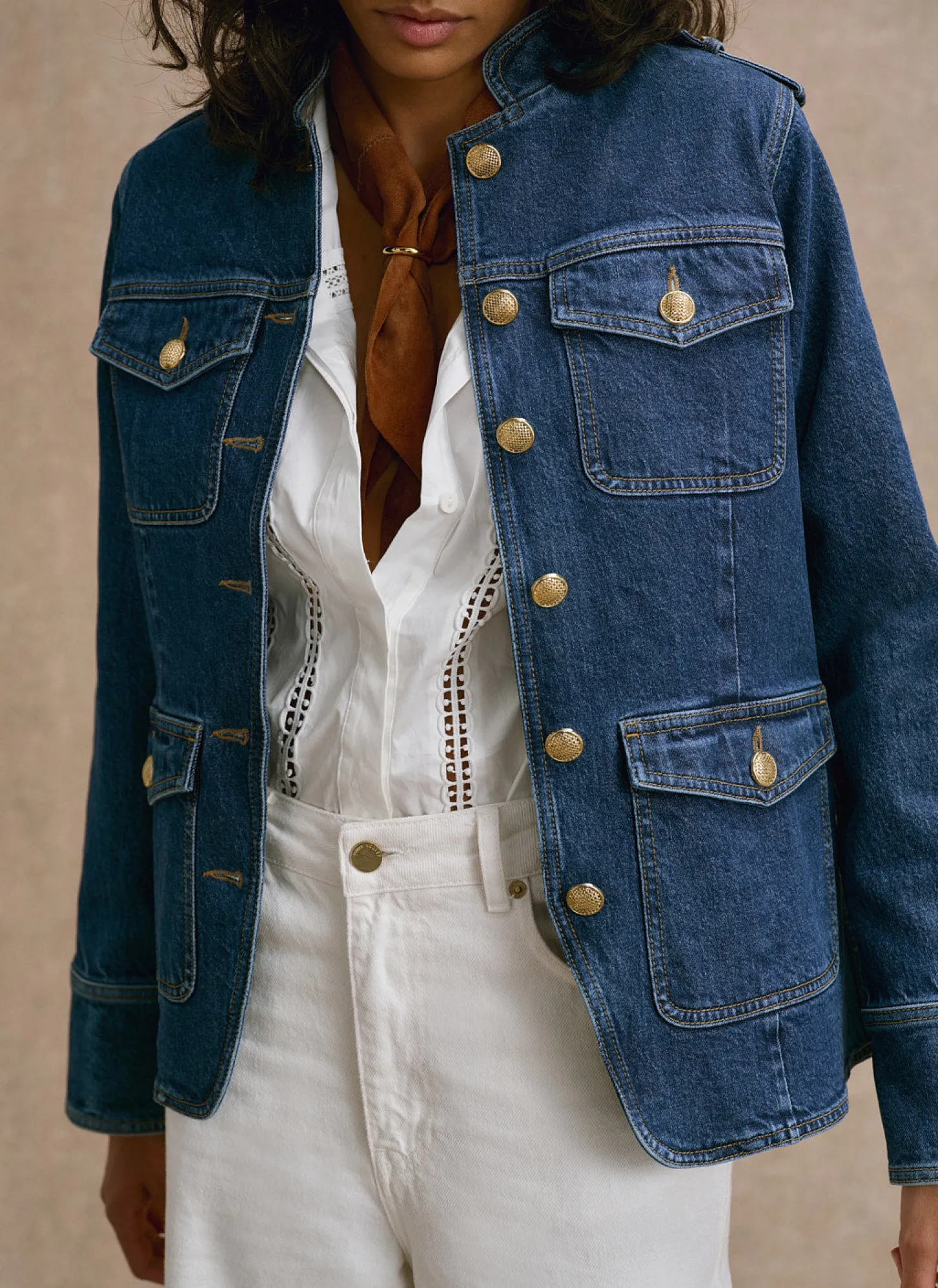 Indigo Denim Military Jacket