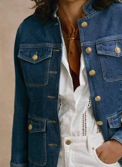 Indigo Denim Military Jacket