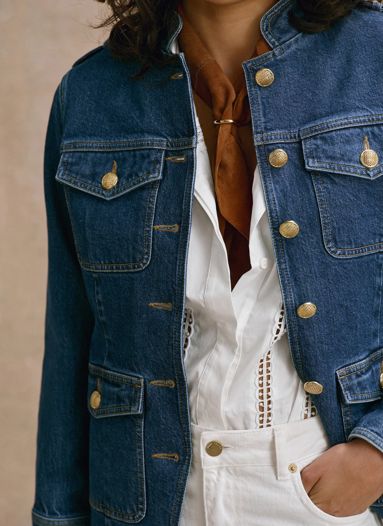 Indigo Denim Military Jacket
