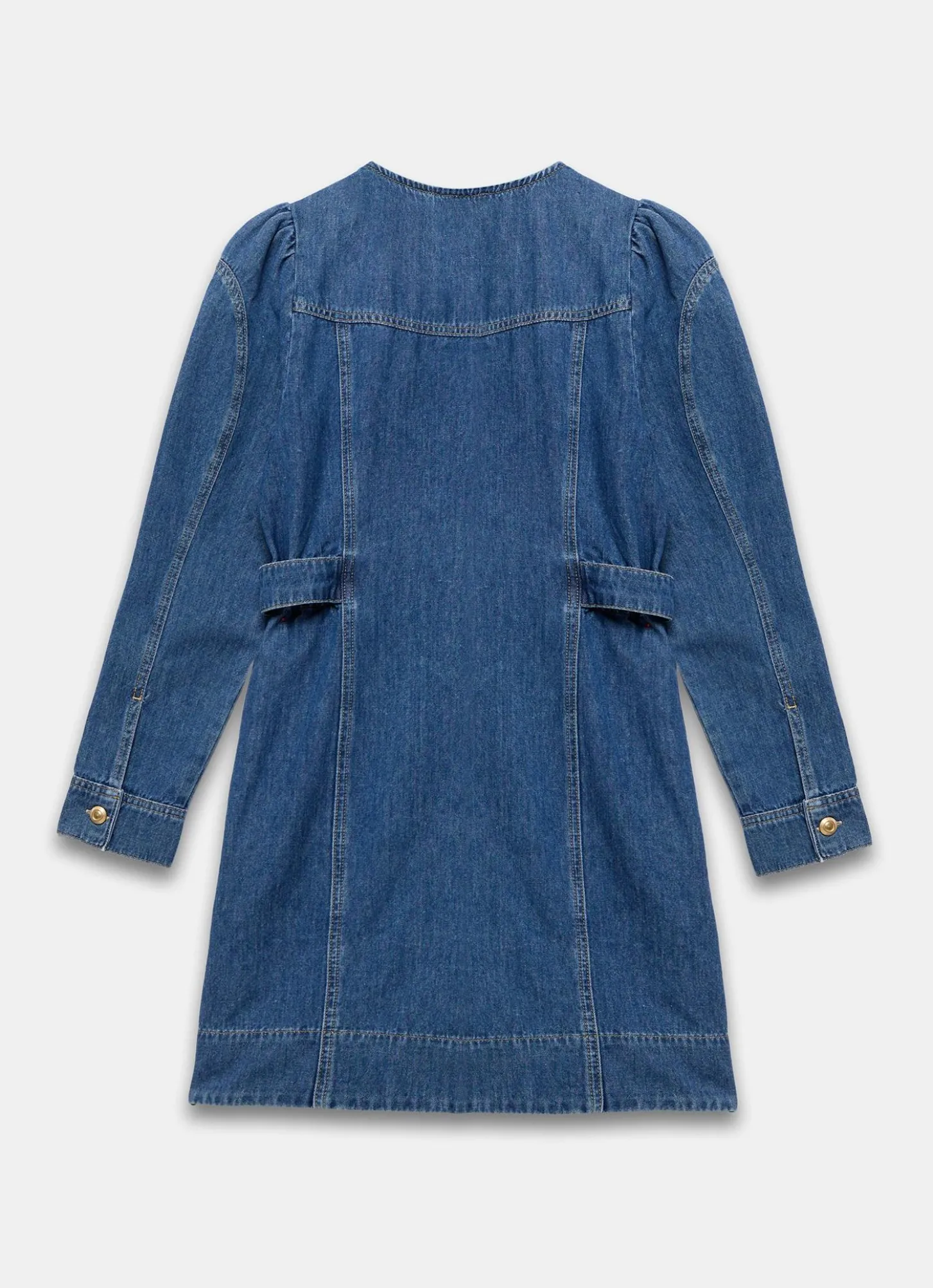 Indigo Denim Puff Sleeve Mini Dress