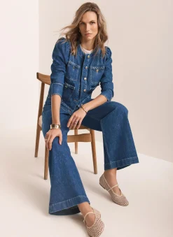Indigo Plait Detail Denim Jacket