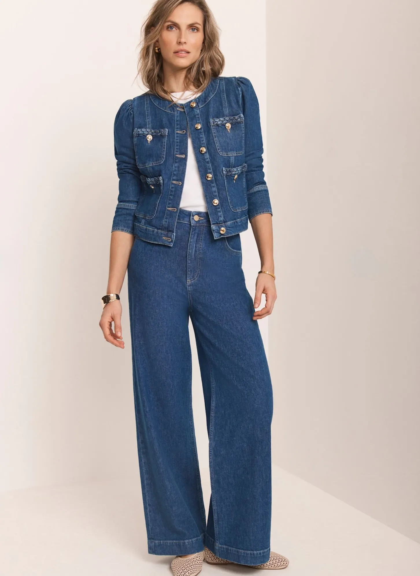 Indigo Plait Detail Denim Jacket