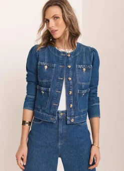 Indigo Plait Detail Denim Jacket