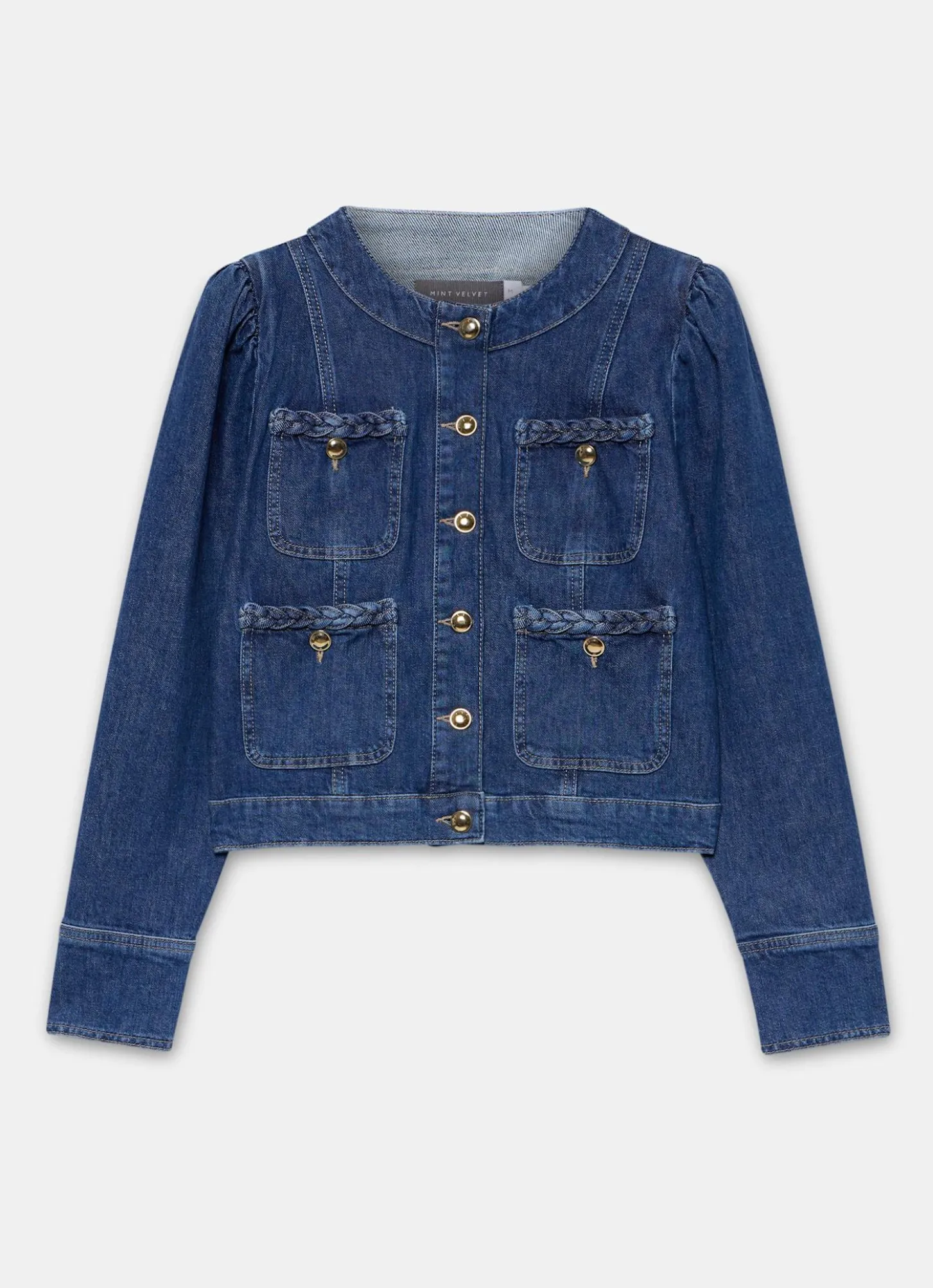 Indigo Plait Detail Denim Jacket
