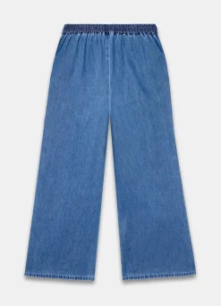 Indigo Scallop Trim Wide Jeans