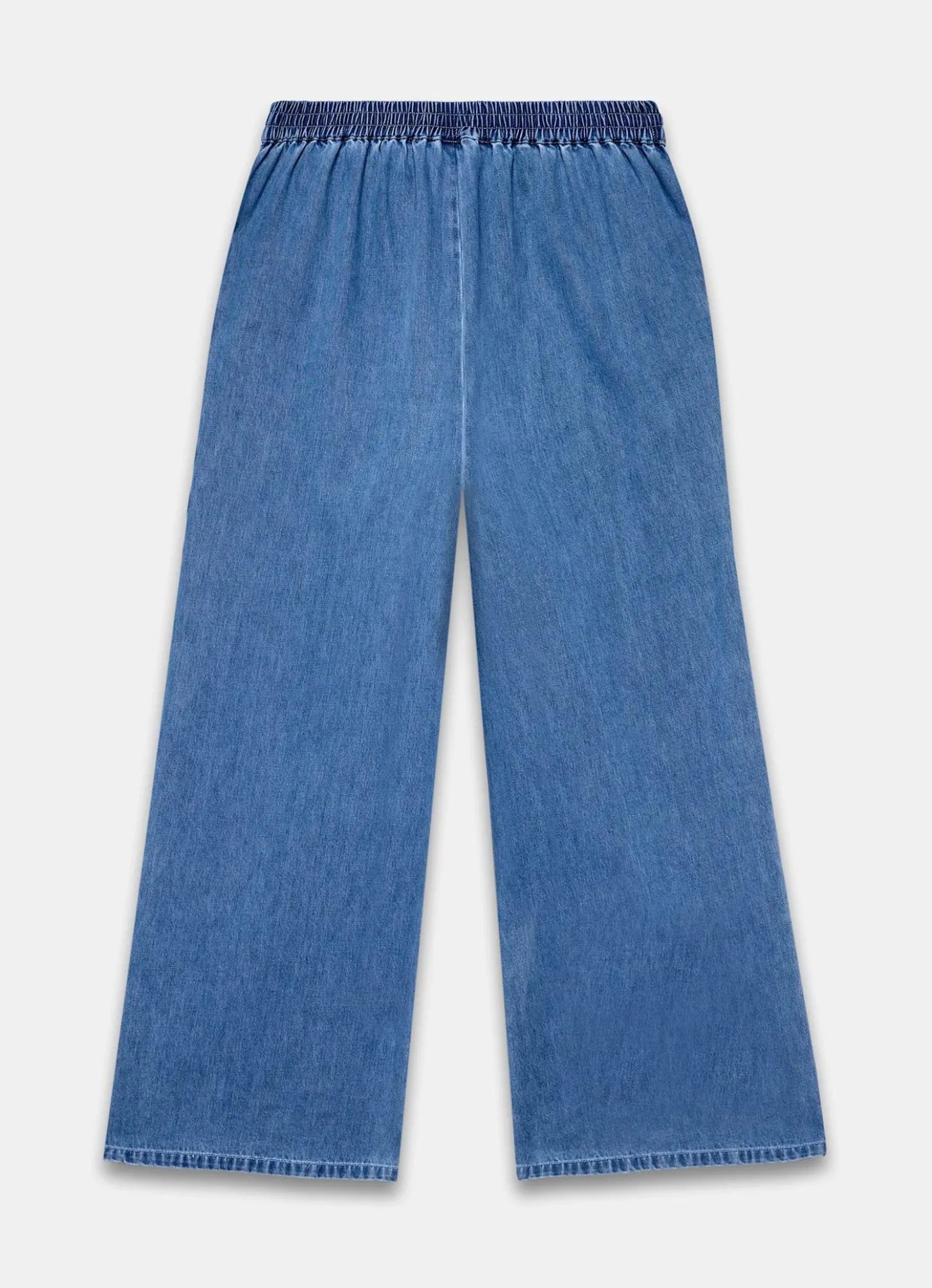 Indigo Scallop Trim Wide Jeans