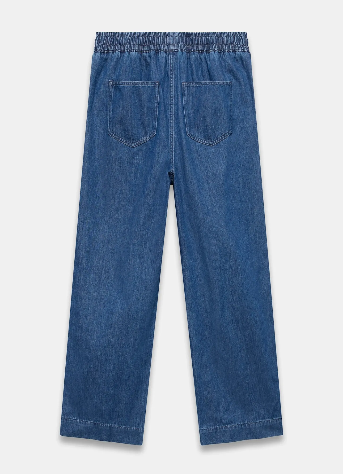 Indigo Tie Waist Side Stripe Wide Jeans