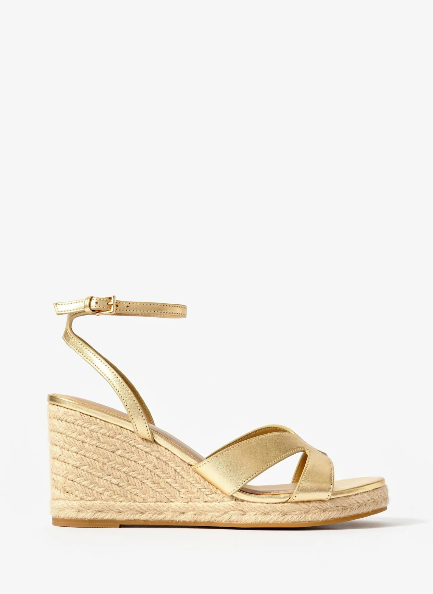 Jase Gold Leather Espadrille Wedges
