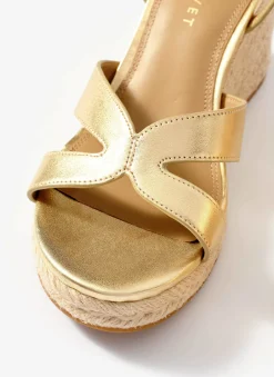 Jase Gold Leather Espadrille Wedges