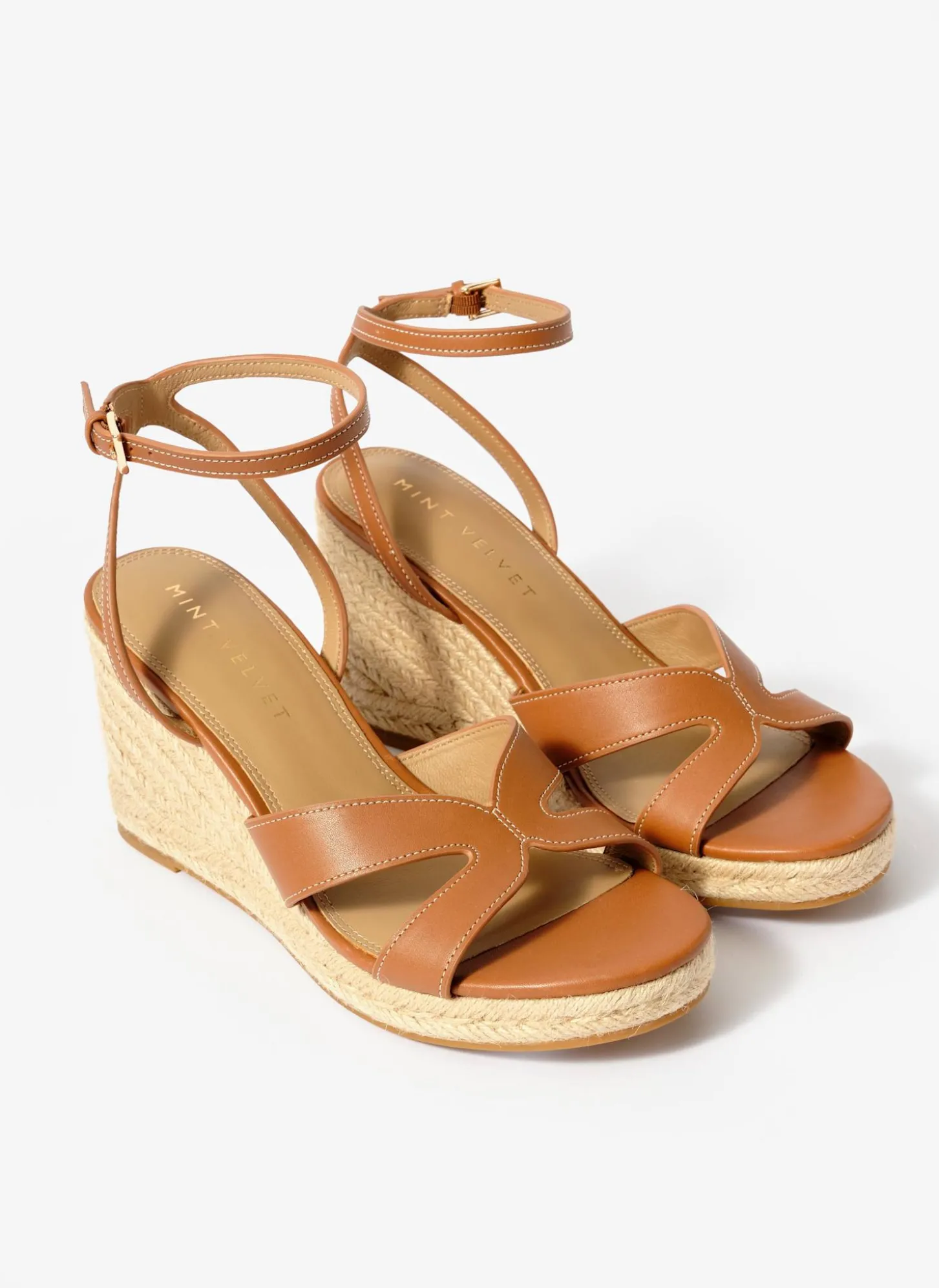 Jase Tan Leather Espadrille Wedges