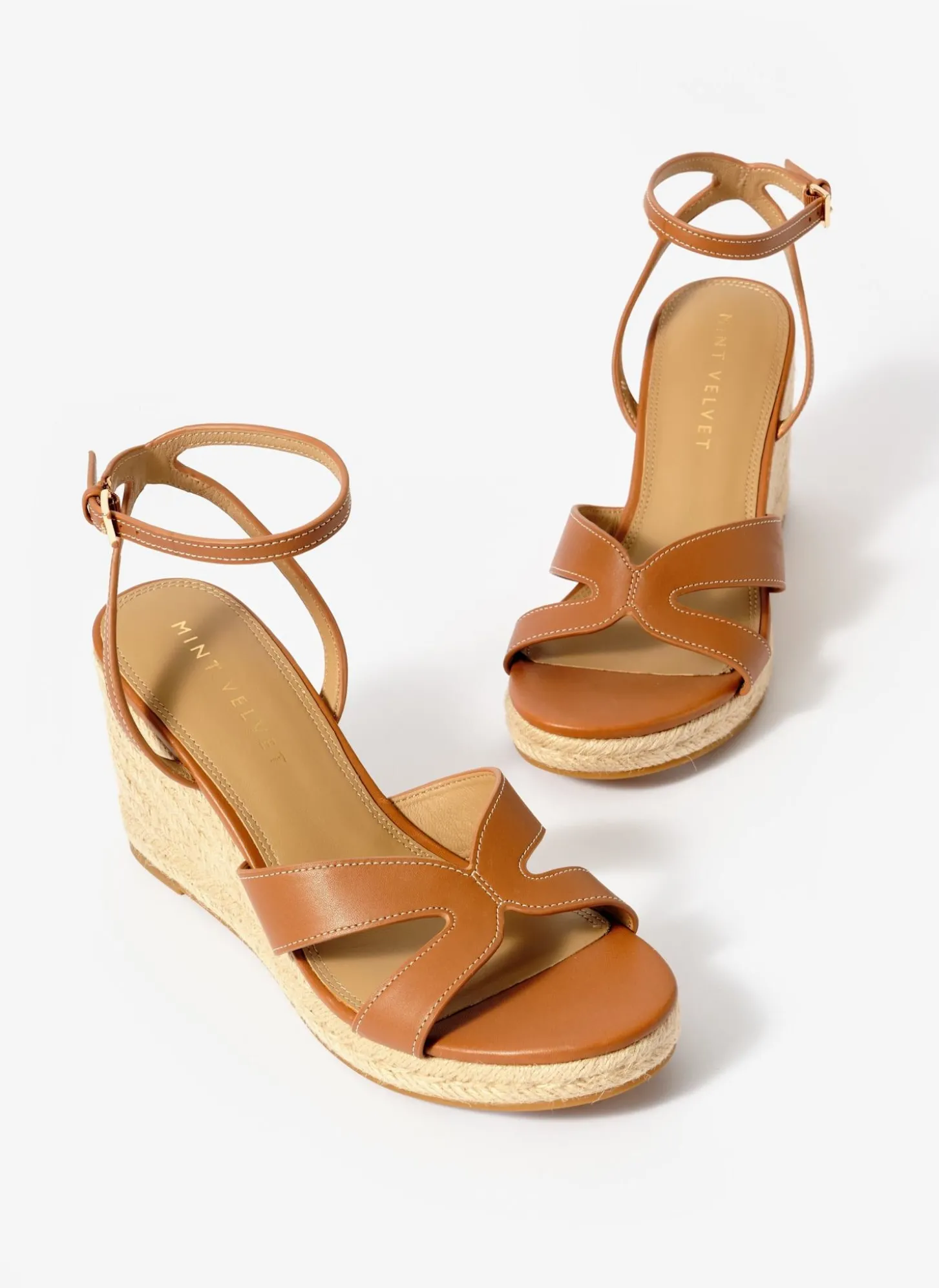 Jase Tan Leather Espadrille Wedges