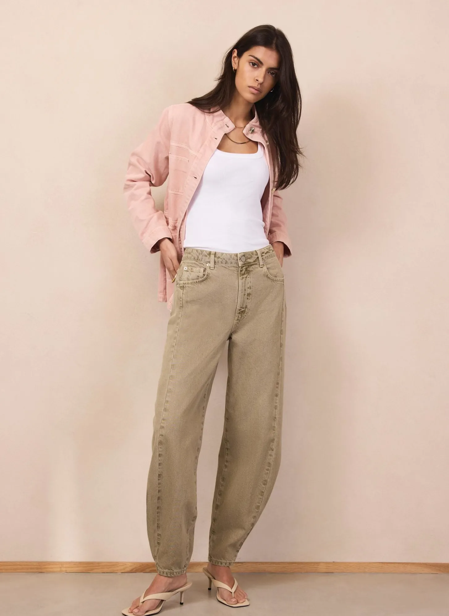 Khaki Balloon Popper Jeans