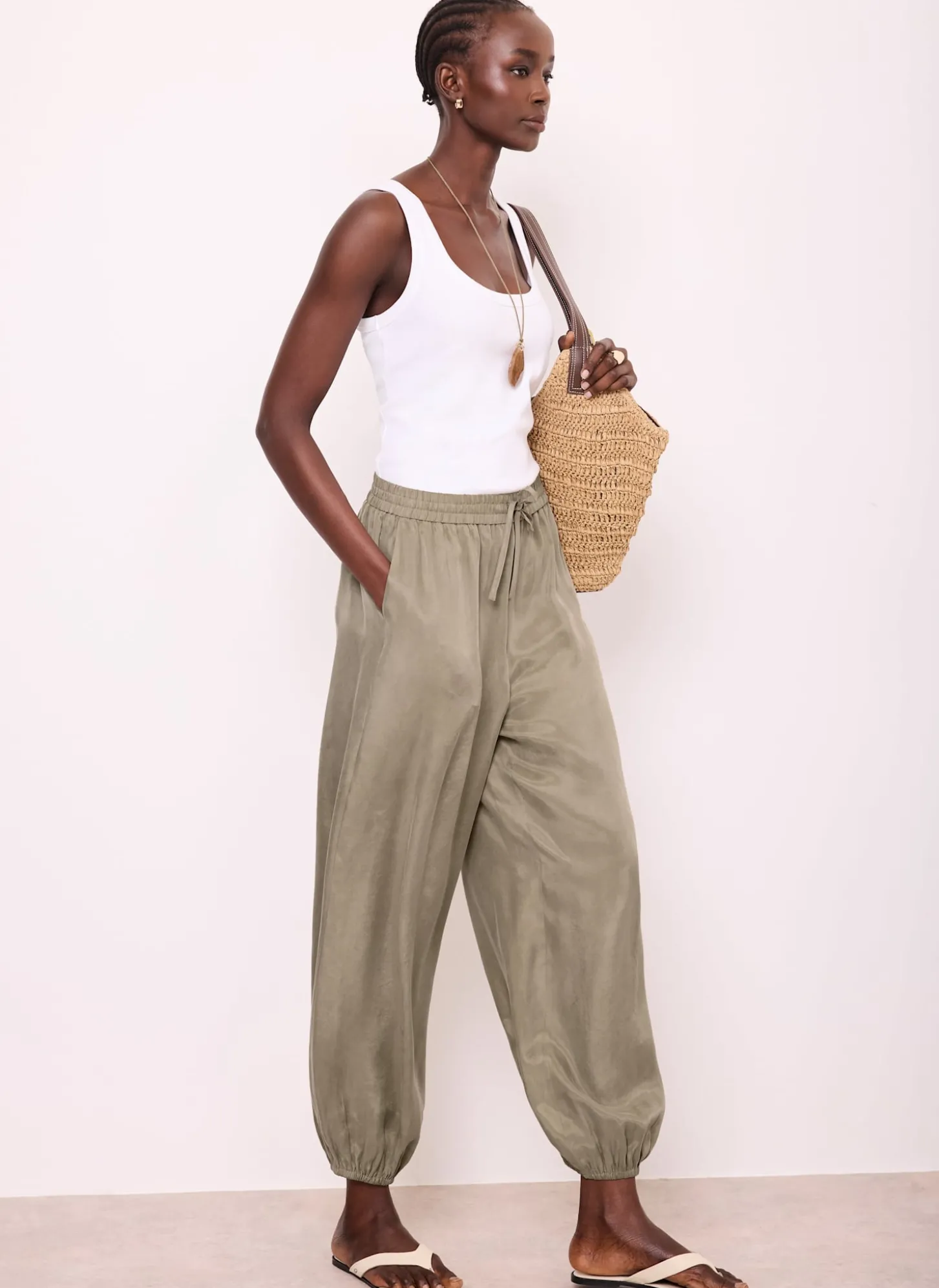 Khaki Balloon Trousers