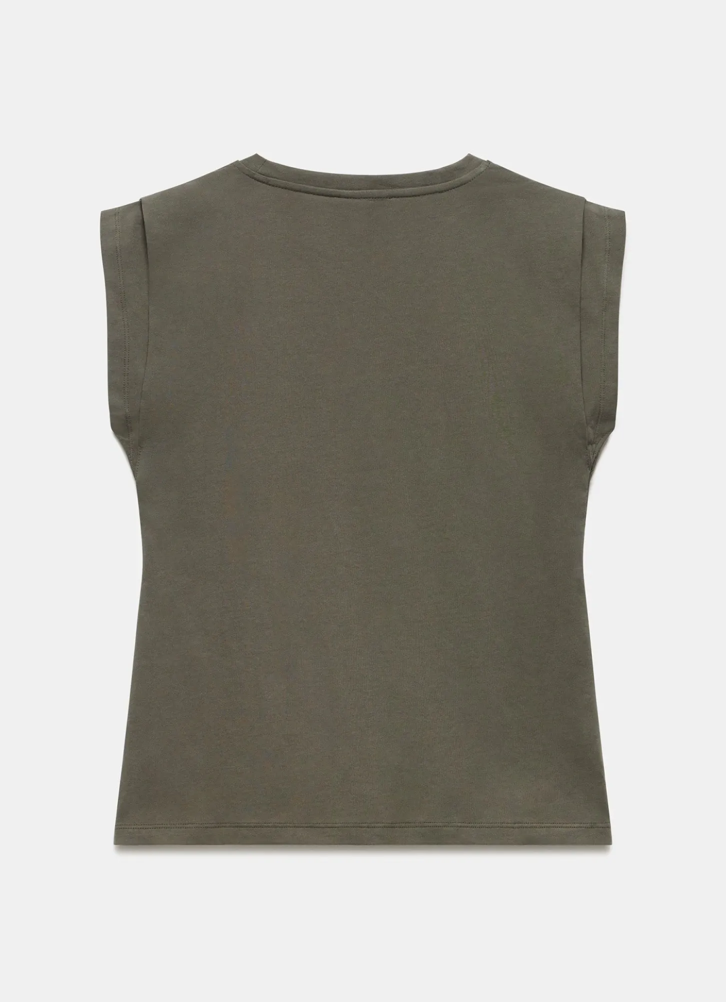 Khaki Cotton Extended Shoulder T-Shirt