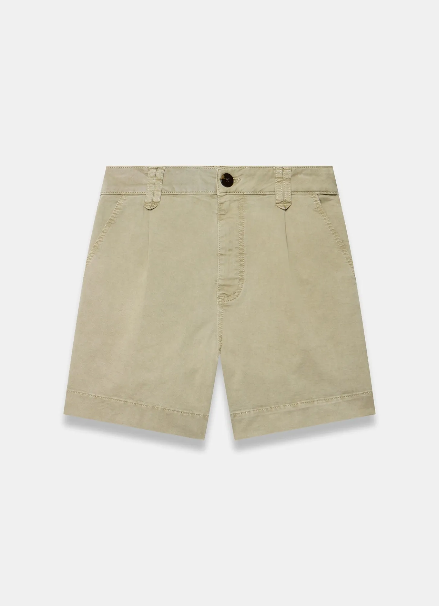 Khaki Pleated Chino Utility Shorts