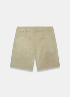Khaki Pleated Chino Utility Shorts
