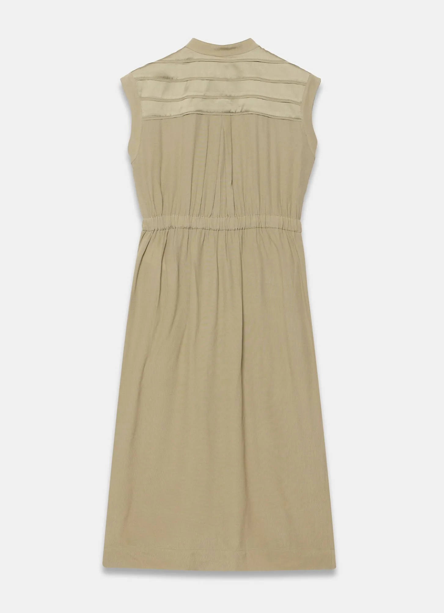Khaki Satin Utility Midi Dress