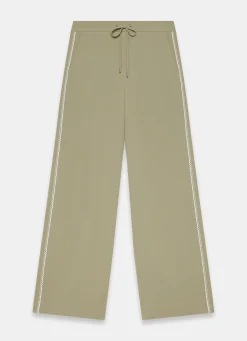 Khaki Scallop Side Stripe Wide Trousers