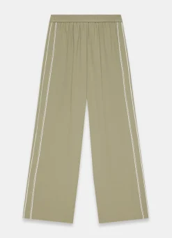 Khaki Scallop Side Stripe Wide Trousers