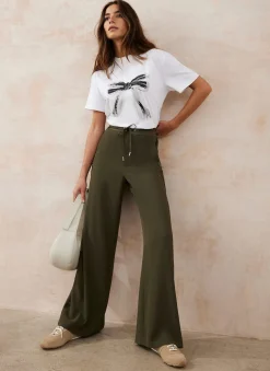 Khaki Side Stripe Wide Trousers