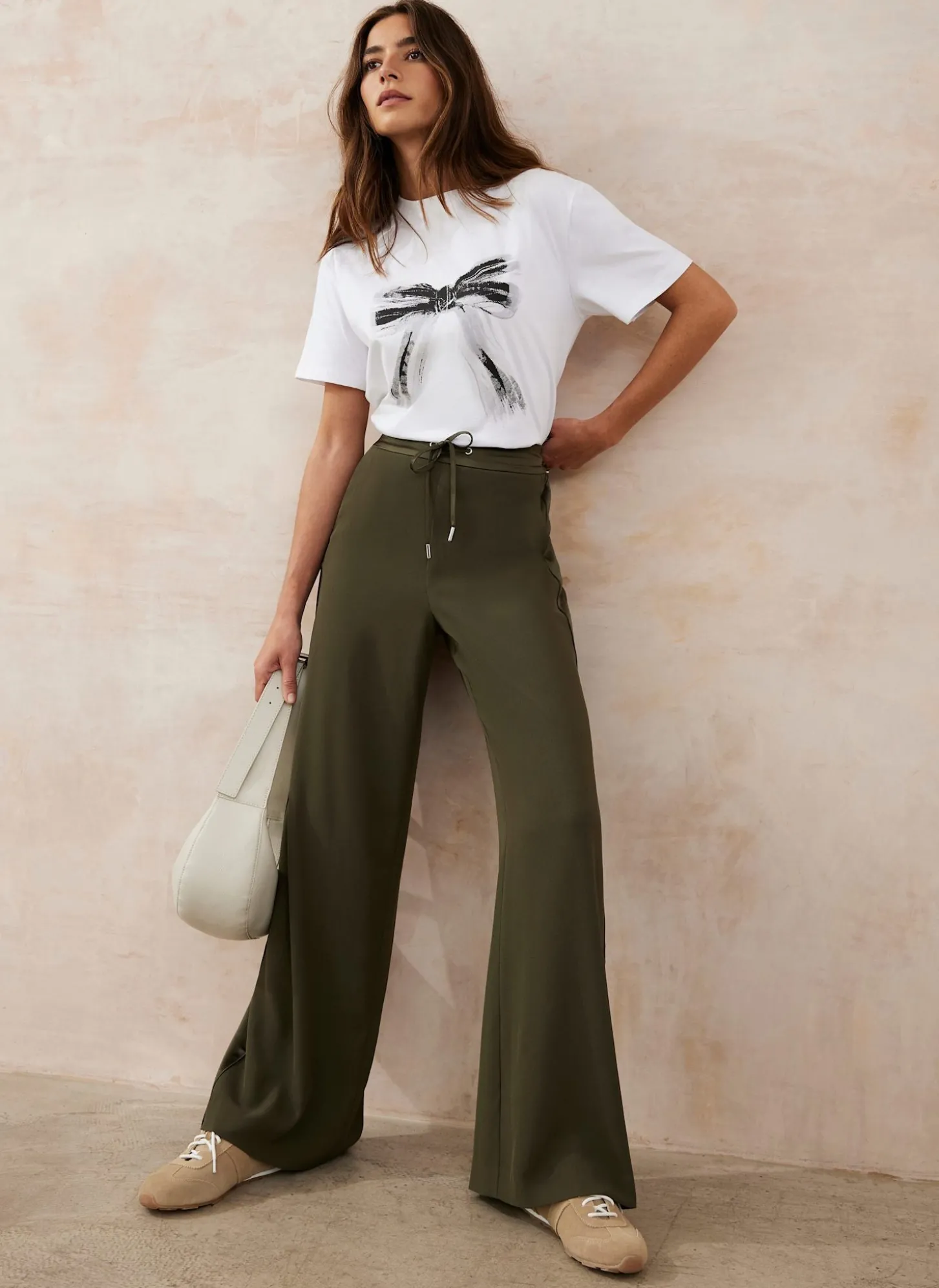 Khaki Side Stripe Wide Trousers