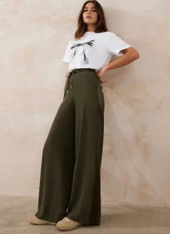Khaki Side Stripe Wide Trousers