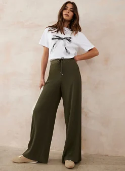 Khaki Side Stripe Wide Trousers