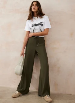Khaki Side Stripe Wide Trousers