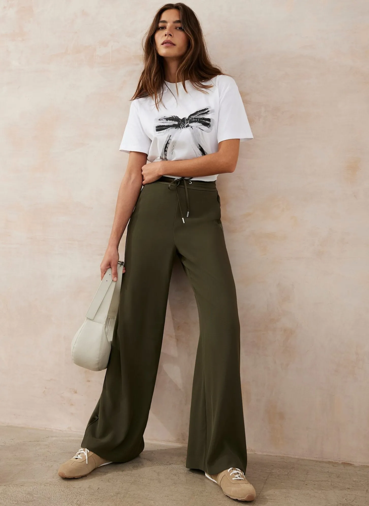 Khaki Side Stripe Wide Trousers
