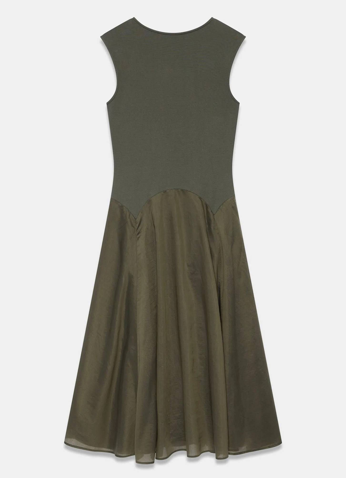 Khaki Sleeveless Midi Dress