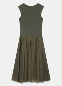 Khaki Sleeveless Midi Dress